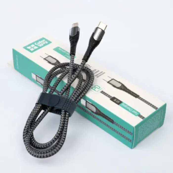 Дата кабель USB-C to USB-C 2.0m PD Fast Charging 65W 3A grey ColorWay (CW-CBPDCC039-GR)