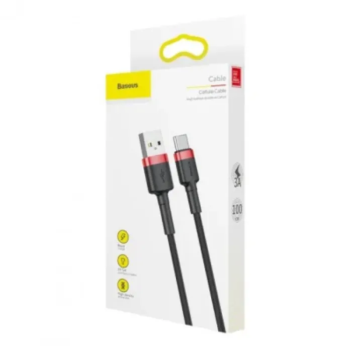 Дата кабель USB 2.0 AM to USB-C 2.0m 2A red-black Baseus (CATKLF-C91)