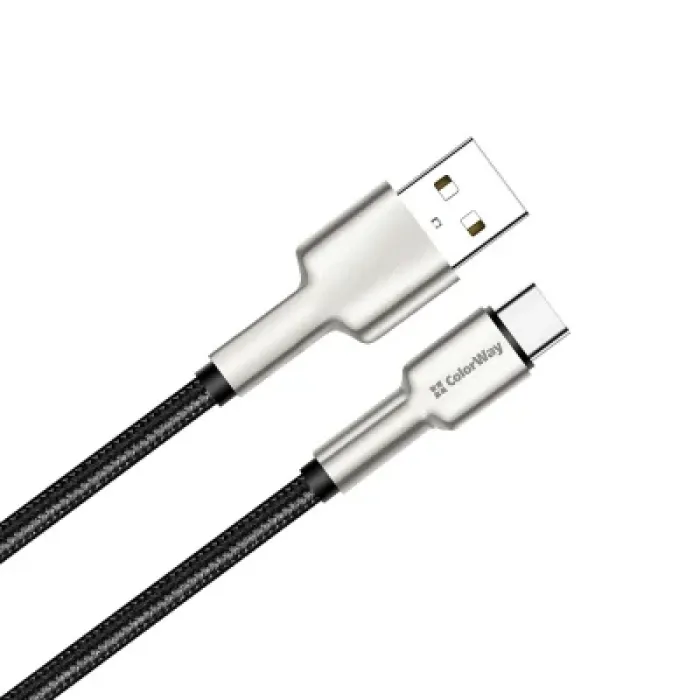 Дата кабель USB 2.0 AM to USB-C 1.0m head metal black ColorWay (CW-CBUC046-BK)