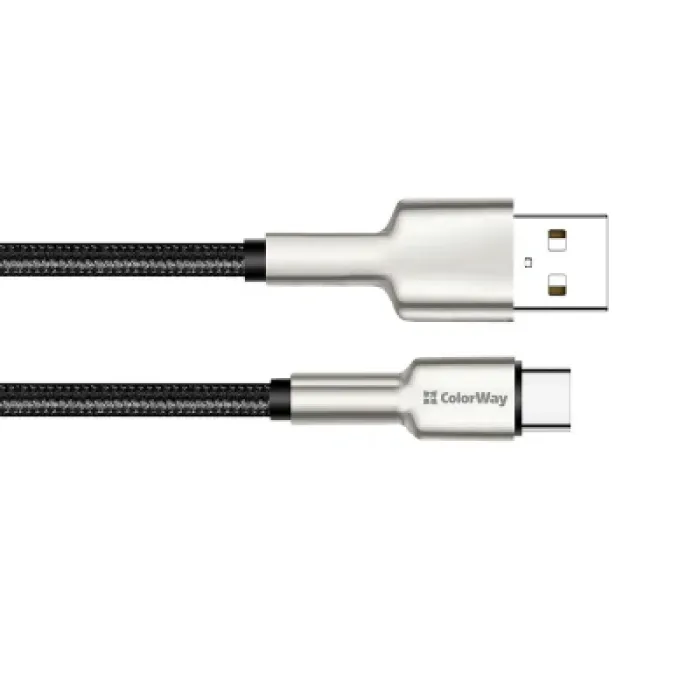 Дата кабель USB 2.0 AM to USB-C 1.0m head metal black ColorWay (CW-CBUC046-BK)