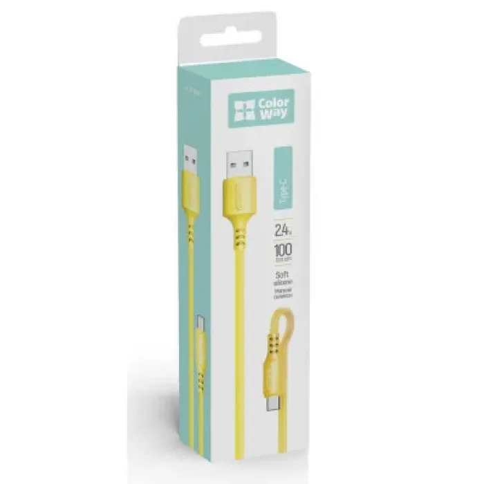 Дата кабель USB 2.0 AM to USB-C 1.0m soft silicone yellow ColorWay (CW-CBUC043-Y)