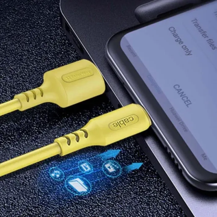 Дата кабель USB 2.0 AM to USB-C 1.0m soft silicone yellow ColorWay (CW-CBUC043-Y)
