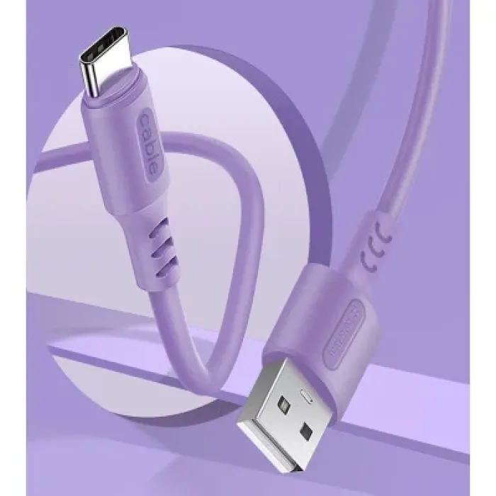 Дата кабель USB 2.0 AM to USB-C 1.0m soft silicone violet ColorWay (CW-CBUC044-PU)