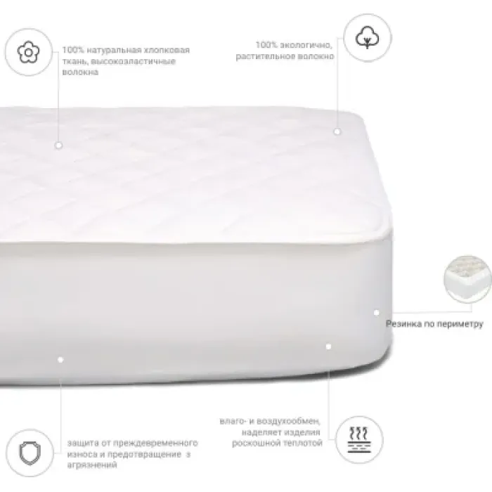 Наматрацник MirSon № 963 Natural Line Стандарт Cotton 90x190 см (2200000835673)