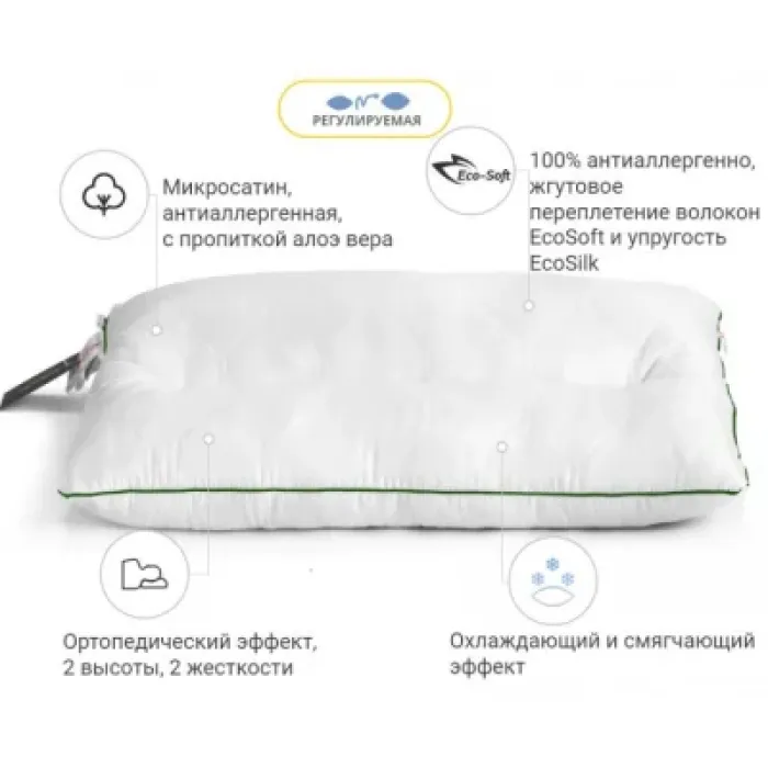 Подушка MirSon ортопедична DeLuxe Eco-Soft Aloe Vera 564 ортопедична 50х70 (2200000625151)