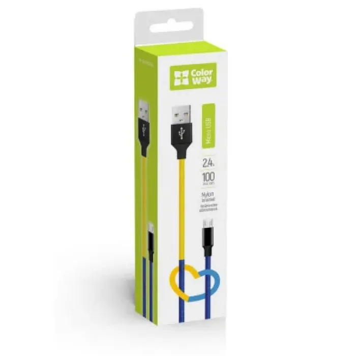 Дата кабель USB 2.0 AM to Micro 5P 1.0m National ColorWay (CW-CBUM052-BLY)