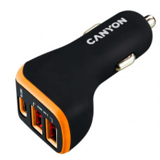 Зарядний пристрій Canyon Universal 3xUSB car adapter Black+Purple (CNE-CCA08PU)