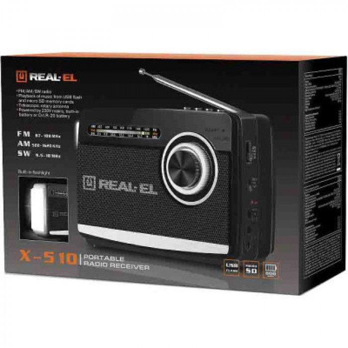 Портативний радіоприймач REAL-EL X-510 Black (EL121800003)