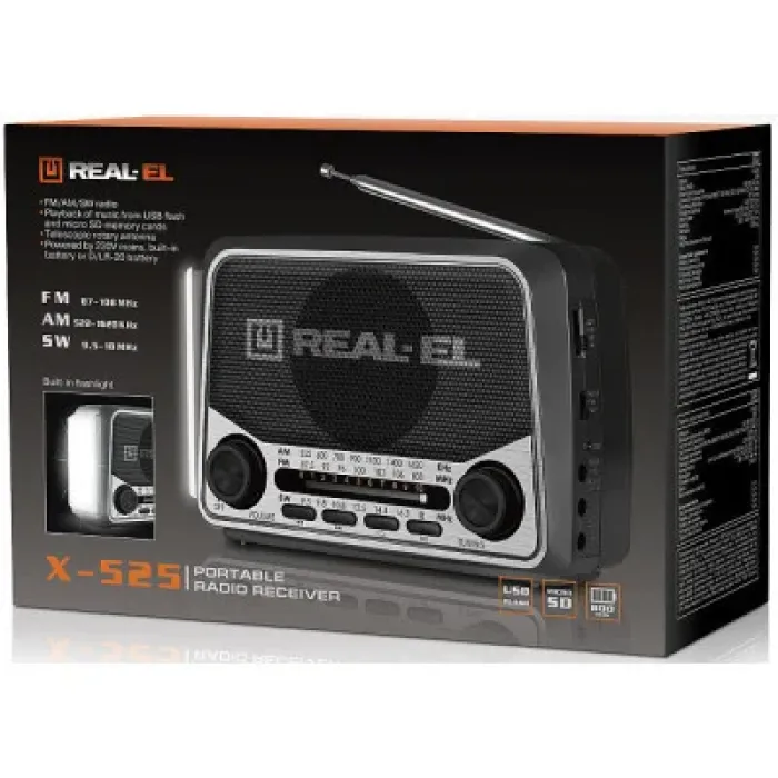 Портативний радіоприймач REAL-EL X-525 Grey (EL121800004)