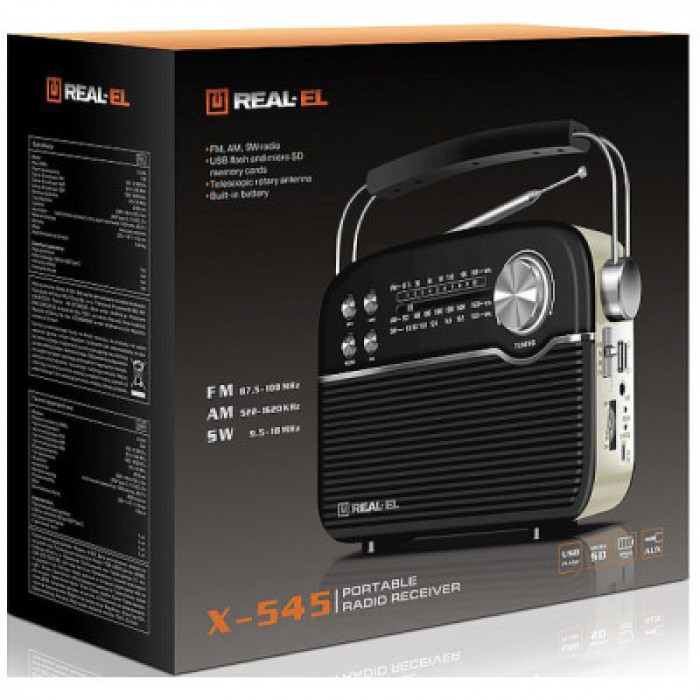 Портативний радіоприймач REAL-EL X-545 Black (EL121800005)