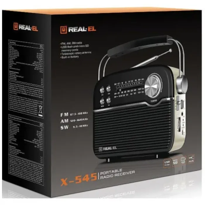 Портативний радіоприймач REAL-EL X-545 Black (EL121800005)