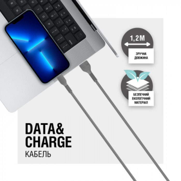 Дата кабель USB 2.0 AM to USB-C 1.2m Black ACCLAB (1283126518232)