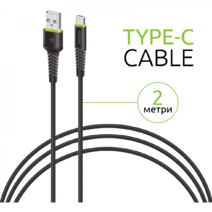 Дата кабель USB 2.0 AM to USB-C 2.0m CBFLEXT2 Black Intaleo (1283126521423)