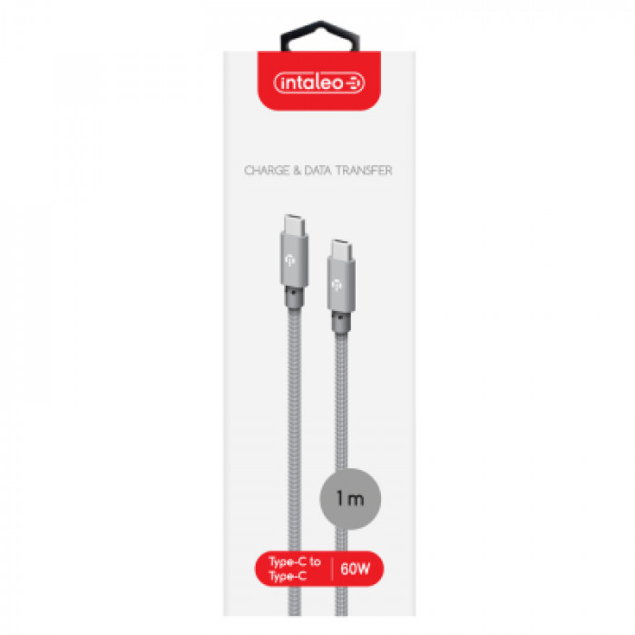 Дата кабель USB-C to USB-C 1.0m CBGNYTT1 60W Grey Intaleo (1283126559501)