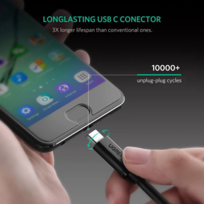 Дата кабель USB-C to USB-C 1.0m USB 3.1Gen2 100W US353 Black Ugreen (10387)