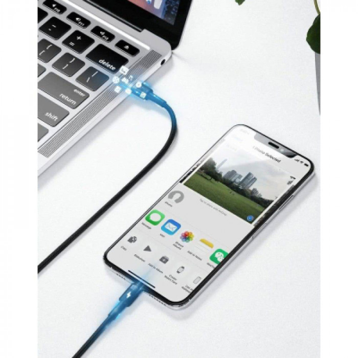 Дата кабель USB-C to Lightning 1.0m 18W 2.1A Cafule Black-Grey Baseus (CATLKLF-G1)