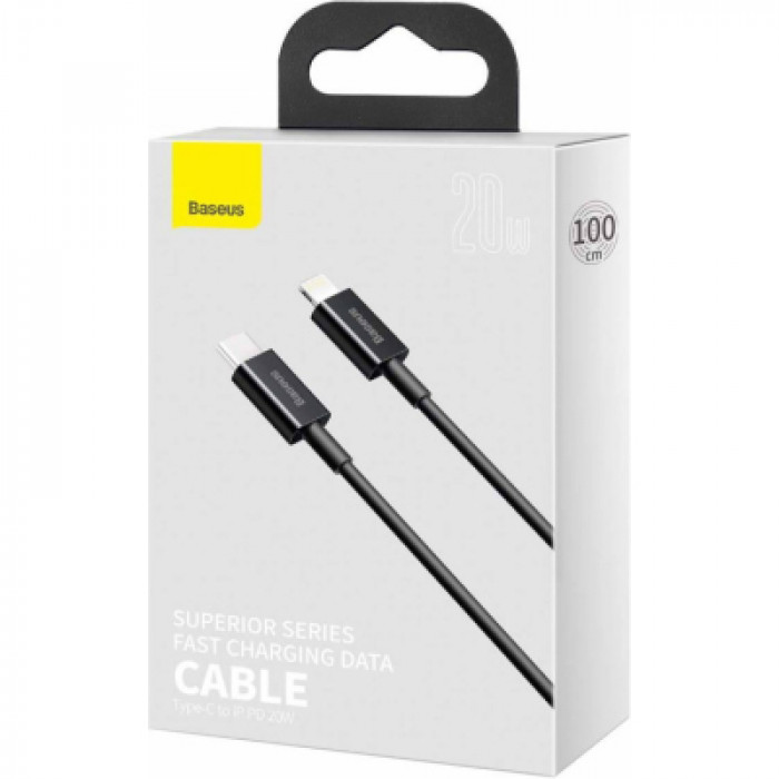 Дата кабель USB-C to Lightning 1.0m 20W Superior Series Black Baseus (CATLYS-A01)
