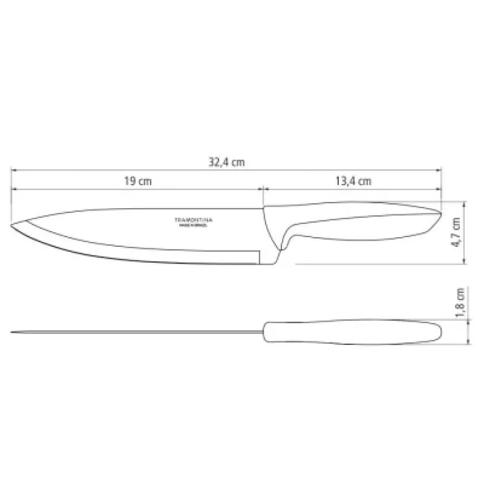 Кухонний ніж Tramontina Plenus Light Grey Chef 203 мм (23426/138)