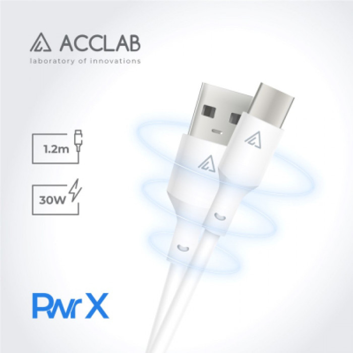 Дата кабель USB 2.0 AM to USB-C 1.2m 30W ACCLAB (1283126559532)