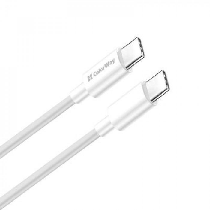 Дата кабель USB-C to USB-C 1.0m 3A 60W white ColorWay (CW-CBPDCC055-WT)