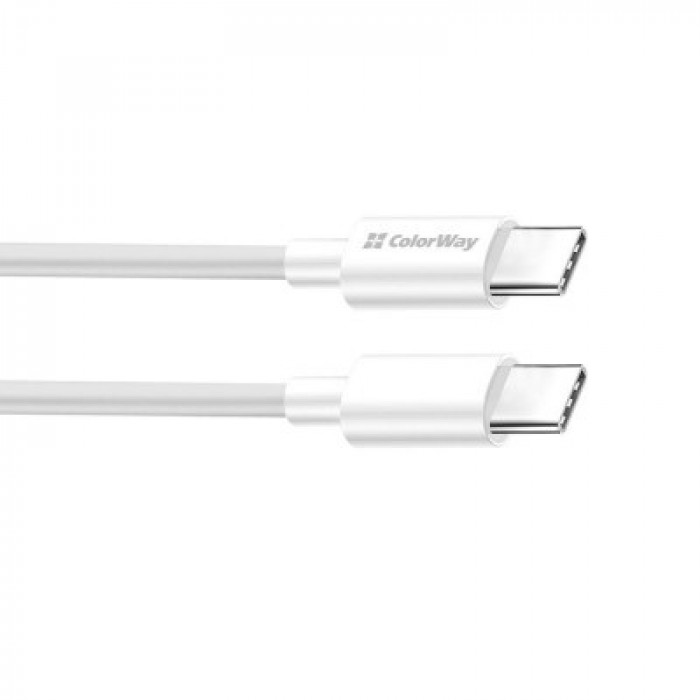 Дата кабель USB-C to USB-C 1.0m 3A 60W white ColorWay (CW-CBPDCC055-WT)