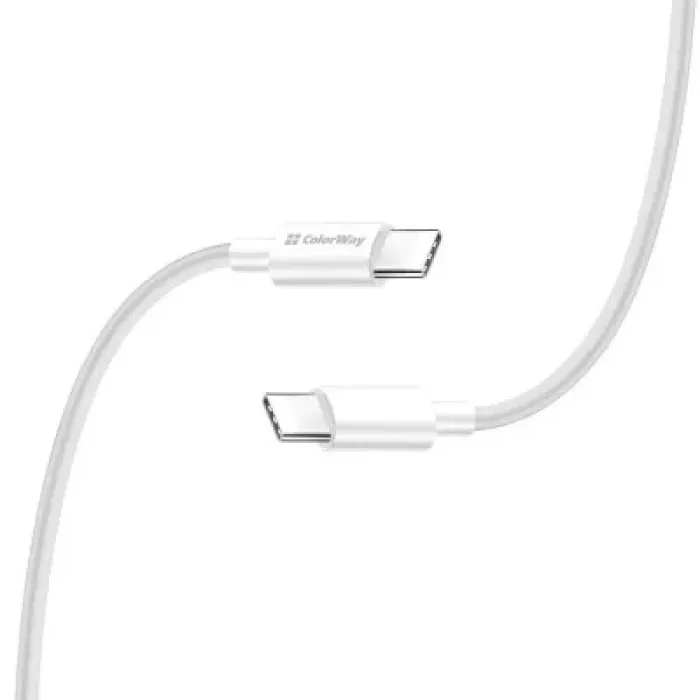 Дата кабель USB-C to USB-C 2.0m 3A 65W white ColorWay (CW-CBPDCC056-WT)