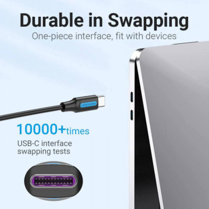 Дата кабель USB-C to USB-C 1.0m 2.0 100W Vention (COTBF)
