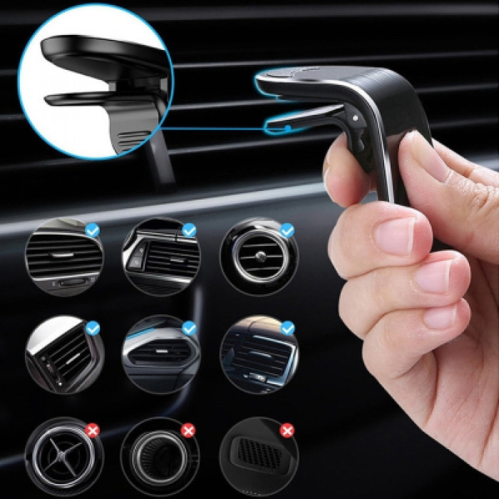 Універсальний автотримач XO на дефлектор C82 Flat Magnetic Black (XO-C82BK)