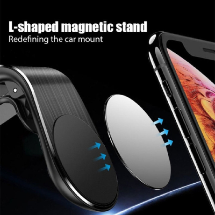 Універсальний автотримач XO на дефлектор C82 Flat Magnetic Black (XO-C82BK)