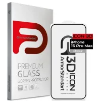 Скло захисне Armorstandart Icon 3D Apple iPhone 15 Pro Max Black (ARM68216)