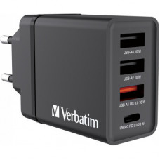 Зарядний пристрій Verbatim USB 30W PD3.0 4-ports black (49700)