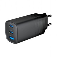 Зарядное устройство Gembird USB-A + 2xType-C (PD18W + QC3.0 27W) black (TA-UC-PDQC65-01-BK)