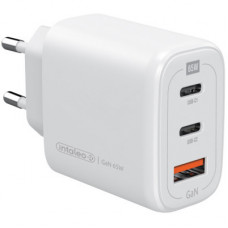 Зарядний пристрій Intaleo 65W GAN 2USB-C PD+USB-A QC 3.0 white (1283126559525)