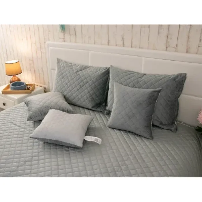 Покривало Руно двостороннє декоративне Velour Dark Grey ромб 150х220 см (360.55_Dark Grey ромб)