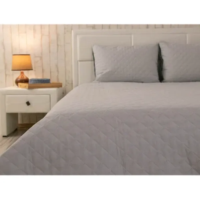 Покривало Руно двостороннє декоративне Velour Dark Grey ромб 150х220 см (360.55_Dark Grey ромб)