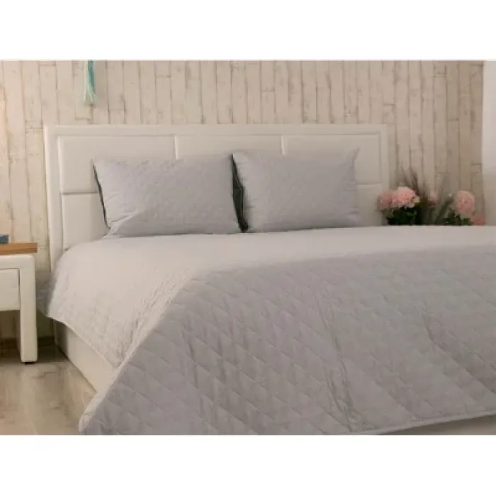 Покривало Руно двостороннє декоративне Velour Dark Grey ромб 150х220 см (360.55_Dark Grey ромб)