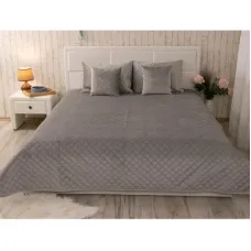Покривало Руно двостороннє декоративне Velour Grey ромб 150х220 см (360.55_Grey ромб)