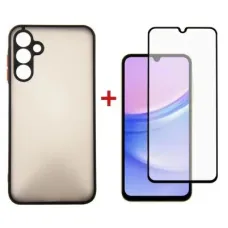 Чохол до мобільного телефона Dengos Kit for Samsung Galaxy A15 case + glass (Black) (DG-KM-69)