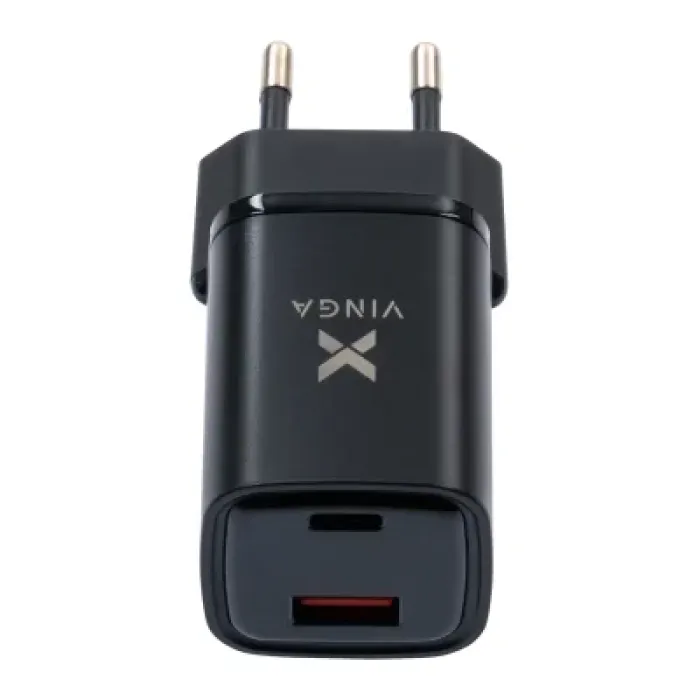 Зарядний пристрій Vinga USB-C PD30W + USB-A QC30W Display 33W Max (VCR30ACDB)