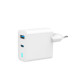 Зарядний пристрій Gembird 1хUSB-A (QC3.0 18W) + 1xType-C (PD 65W) white (TA-UC-PDQC65L-W-01)