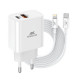 Зарядний пристрій RivaCase 2хUSB-А + Type-C PD 20W+QC3.0 кабель Type-C-Lighting white (PS4102 WD5 (White))