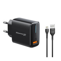 Зарядное устройство Grand-X Quick Charge QС3.0 22.5W + cableUSB-Lightning (CH-550BL)