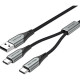 Дата кабель USB 2.0 AM to 2хUSB-C M 1.0m 2.4А 480Mbps Aluminum Vention (CQOHF)