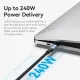 Дата кабель USB-C to USB-C 1.0m Thunderbolt 4 240W (50V/5A) 8K60Hz Gray Aluminum Alloy Vention (TAVHF)