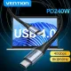 Дата кабель USB-C to USB-C 1.0m Thunderbolt 4 240W (50V/5A) 8K60Hz Gray Aluminum Alloy Vention (TAVHF)