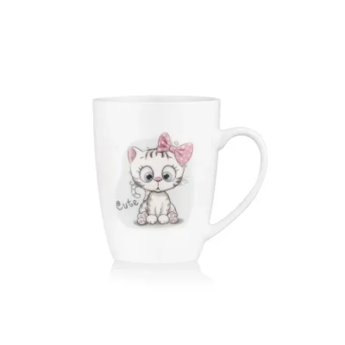 Чашка ARDESTO Cute, 320мл, порцеляна, нержавіюча сталь, білий (AR3040BS)