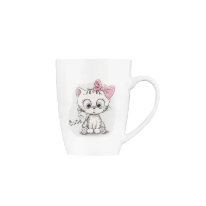 Чашка ARDESTO Cute, 320мл, порцеляна, нержавіюча сталь, білий (AR3040BS)