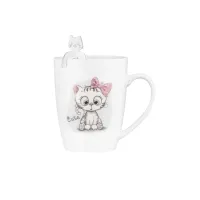 Чашка ARDESTO Cute, 320мл, порцеляна, нержавіюча сталь, білий (AR3040BS)