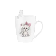 Чашка ARDESTO Cute, 320мл, порцеляна, нержавіюча сталь, білий (AR3040BS)