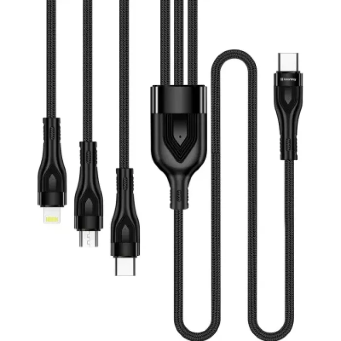 Дата кабель USB-C to Lightning + Micro 5P + USB-C 1.2m 3.0A (PD60W data) Black ColorWay (CW-CBPDU3060-BK)